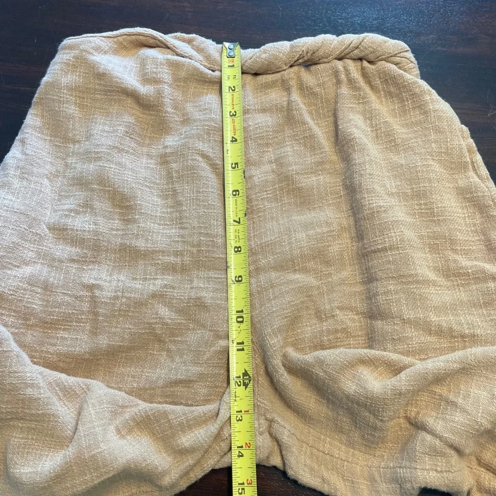 Free People Tan Textured Cotton Wide Leg Pants Twisted Waist Boho Small